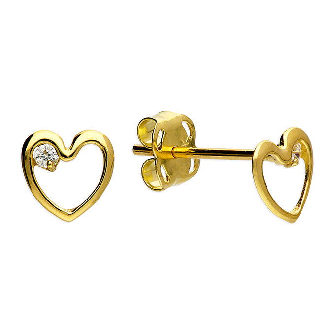 9ct Gold Heart Outline Earrings