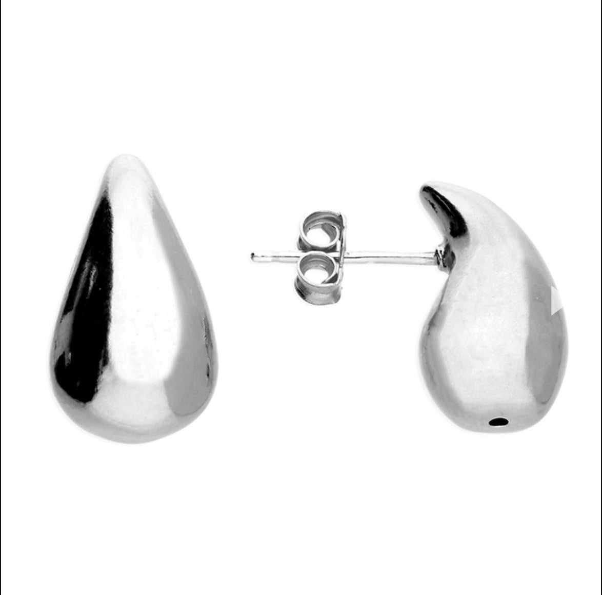 Sterling Silver Puffed Teardrop Earrings