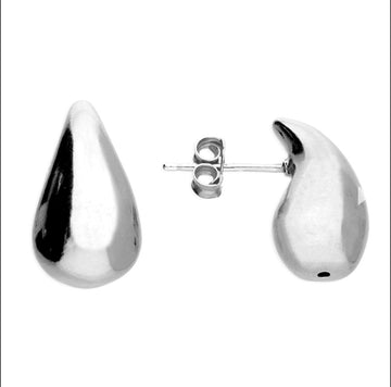 Sterling Silver Puffed Teardrop Earrings