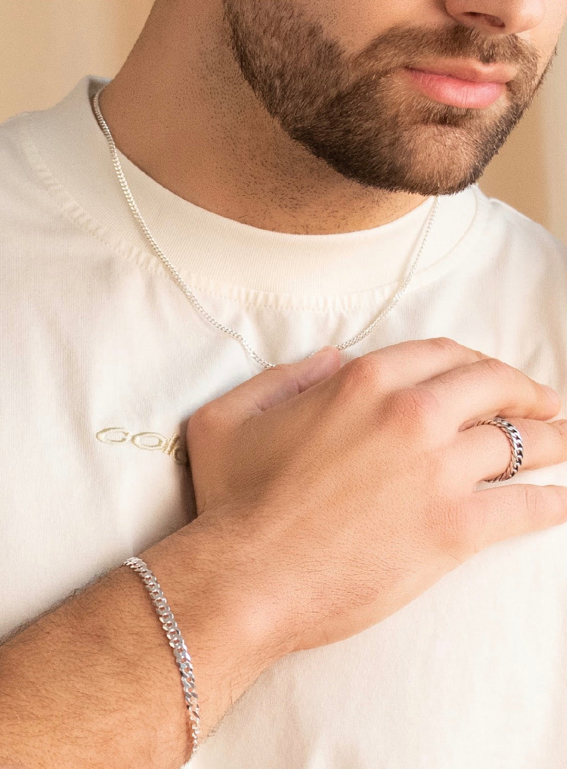 Mens Sterling Silver Flat Curb Chain Bracelet