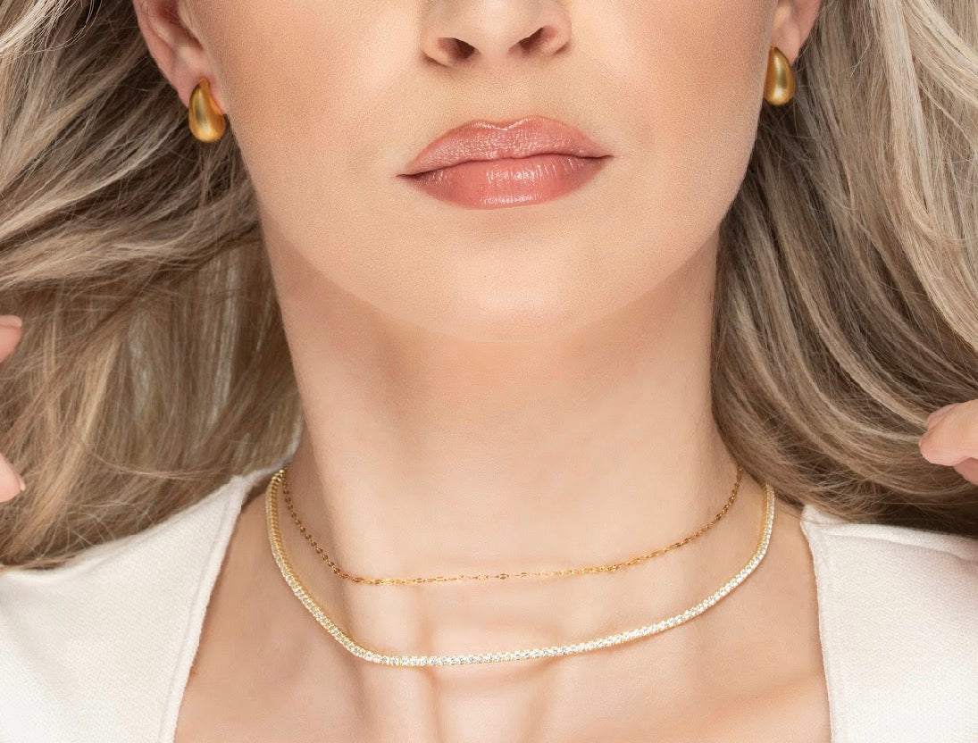 Sterling Silver 14ct Gold Plated Tennis Necklace