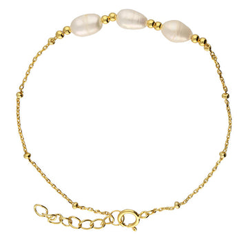 Sterling Silver 14 Gold-Plated Freshwater Pearl Trio Bracelet