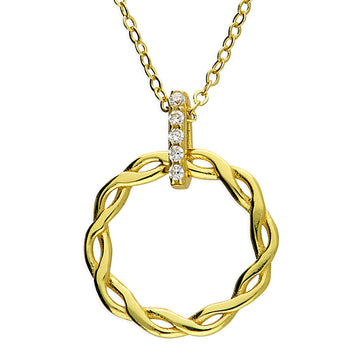 Sterling Silver 14ct Yellow Gold Plated Entwined Circle Necklace
