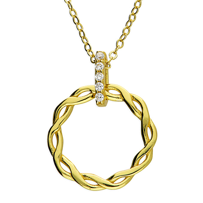 Sterling Silver 14ct Yellow Gold Plated Entwined Circle Necklace