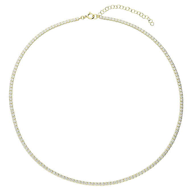 Sterling Silver 14ct Gold Plated Tennis Necklace