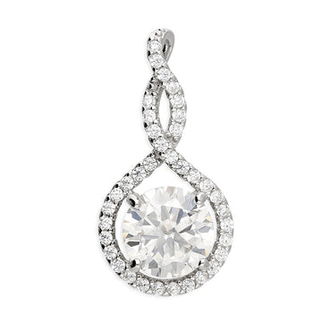 Sterling Silver Moissanite Twisted Halo Pendant