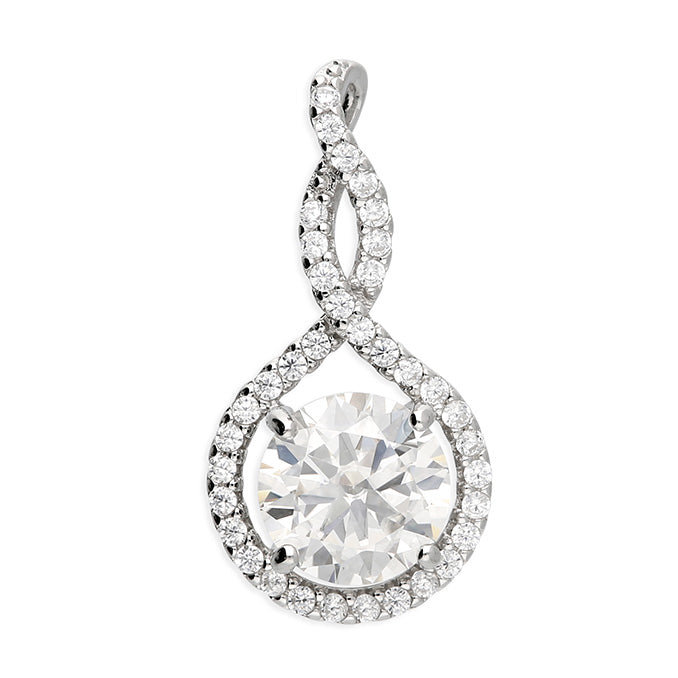 Sterling Silver Moissanite Twisted Halo Pendant