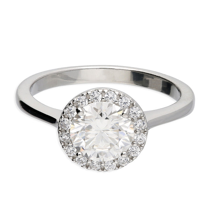 Sterling Silver Moissanite Centre Ring