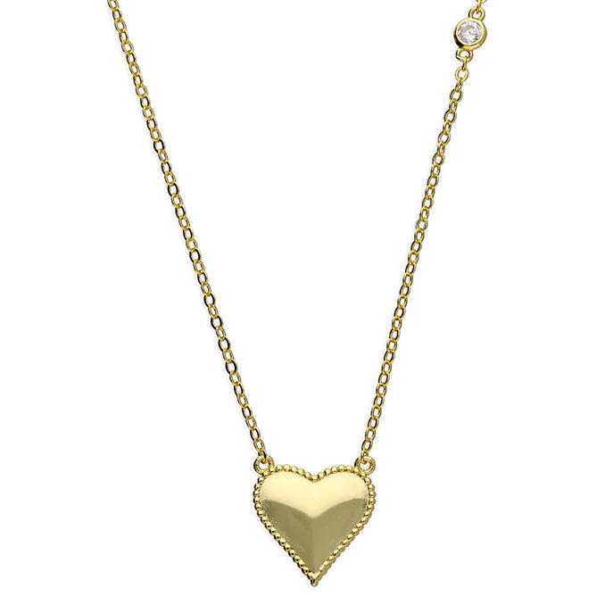 Sterling Silver 18ct Gold Plated Heart Necklace