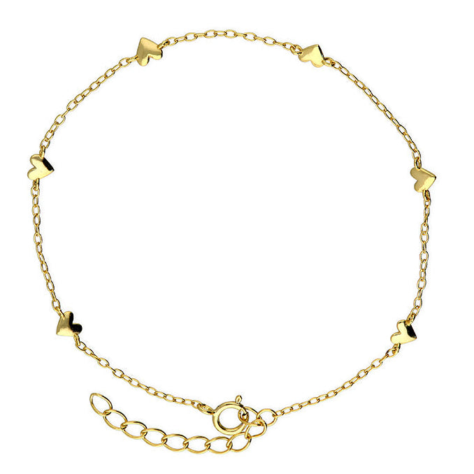 Sterling Silver 14ct Gold Plated Multi Heart Bracelet