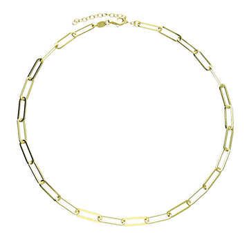 Sterling Silver 10ct Gold Plated Paperclip Chain Necklace