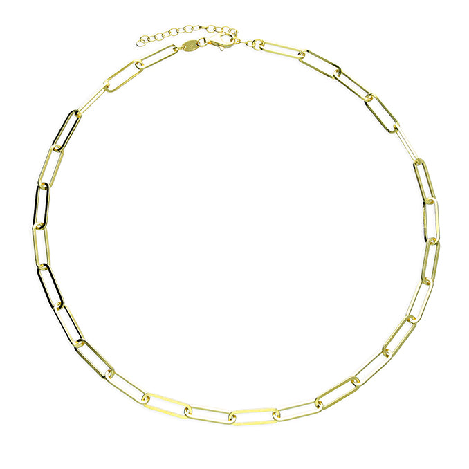 Sterling Silver 10ct Gold Plated Paperclip Chain Necklace
