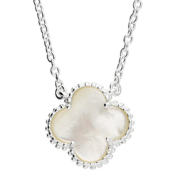 Sterling Silver Mother Of Pearl Clover Necklace