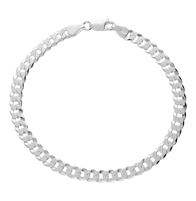 Mens Sterling Silver Flat Curb Chain Bracelet