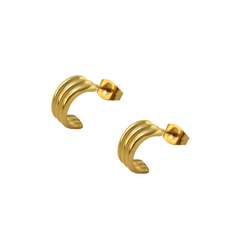316L Stainless Steel Gold Plated Curved Hoop Studs