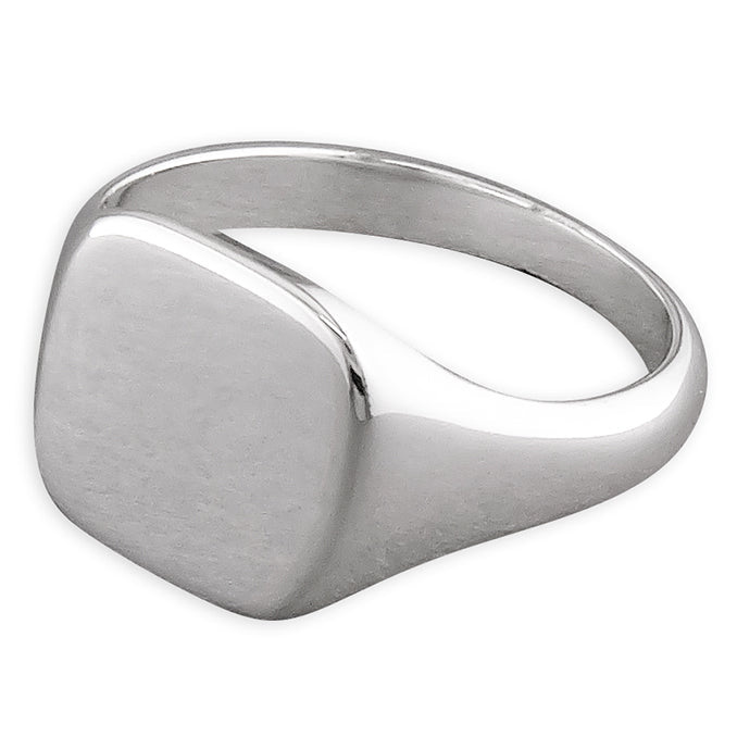 Men's Sterling Silver Plain Cushion Signet Ring