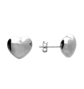 Sterling Silver Puffed Heart Shaped Silver Earrings
