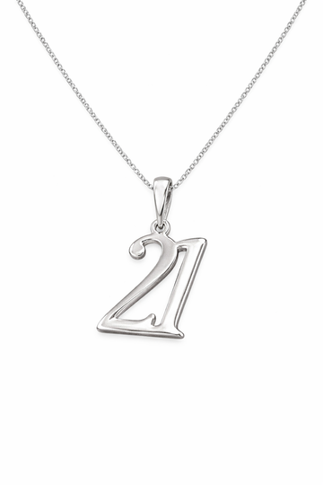 Sterling Silver 21 Pendant Necklace