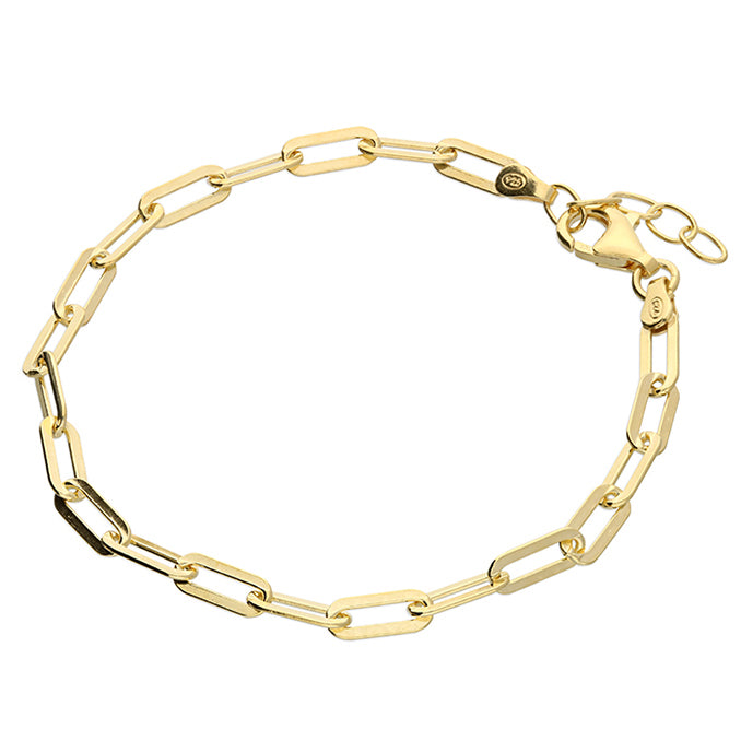 Sterling Silver 18 Gold-Plated Paperclip Chain Bracelet