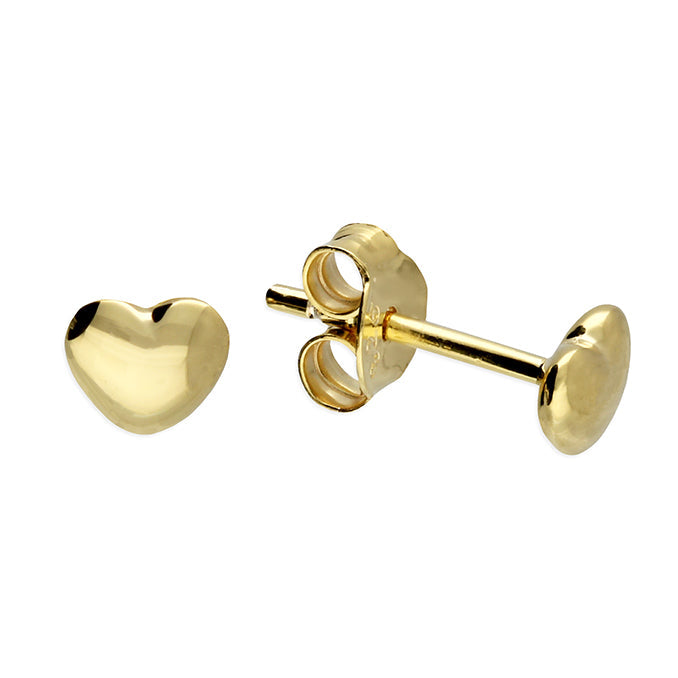 Sterling Silver Gold Heart Stud Earrings