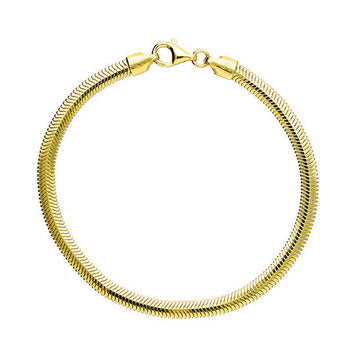 Sterling Silver 14ct Gold Plated Flat Oval Snake Chain Bracelet