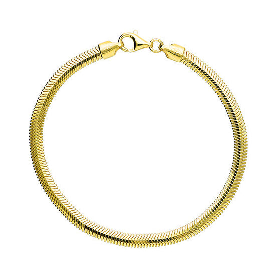 Sterling Silver 14ct Gold Plated Flat Oval Snake Chain Bracelet