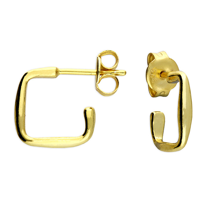 Sterling Silver Gold Square Hoop Earrings