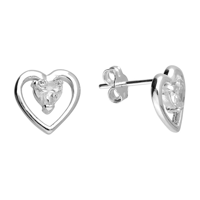Sterling Silver Heart Shaped Earrings