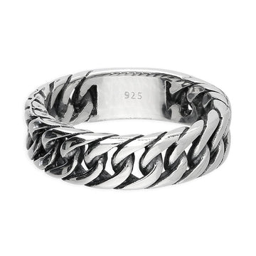 Sterling Silver Men's Oxidised Chain Ring