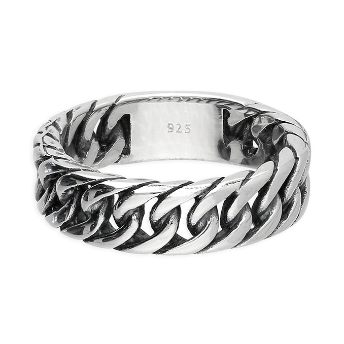 Sterling Silver Men's Oxidised Chain Ring