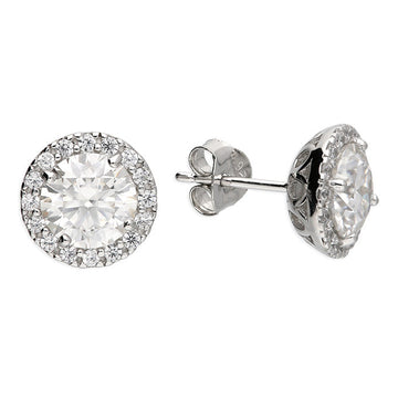 Sterling Silver Moissanite Centre Earrings