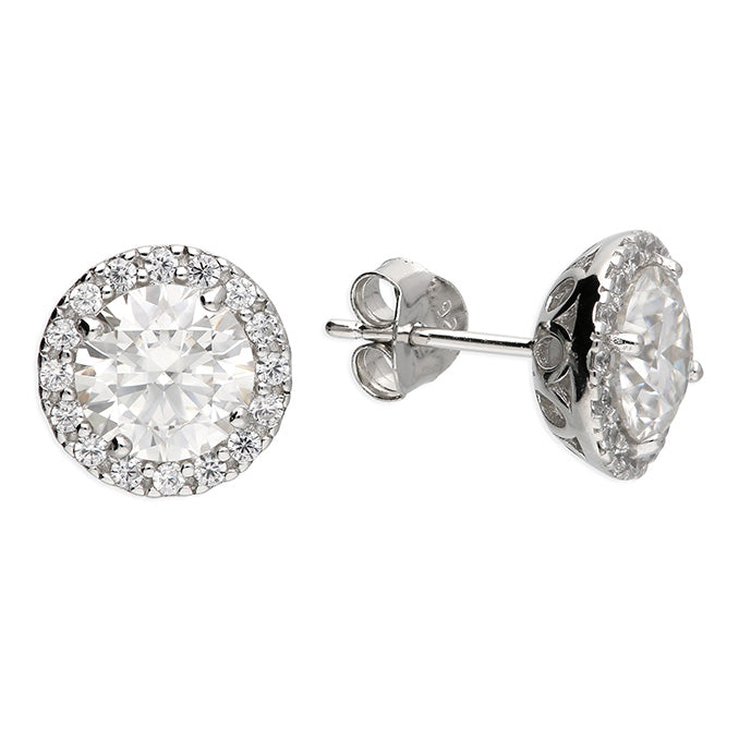 Sterling Silver Moissanite Centre Earrings