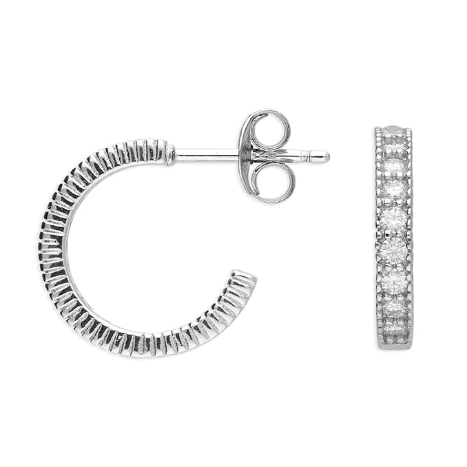 Sterling Silver Moissanite Hoop Earrings