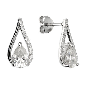 Sterling Silver Moissanite Pear Shaped Moissanite Stud Earrings