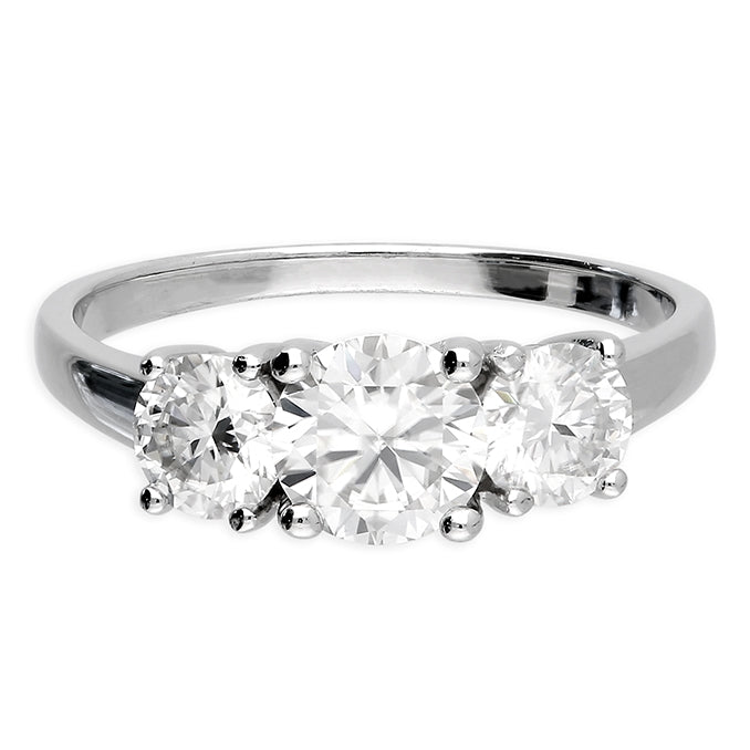 Sterling Silver Moissanite Triple Moissanite Cluster Ring