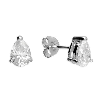 Sterling Silver Pear Shaped Moissanite Earrings