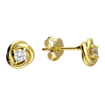 Sterling Silver Yellow Gold Plated Rose Stud Earrings