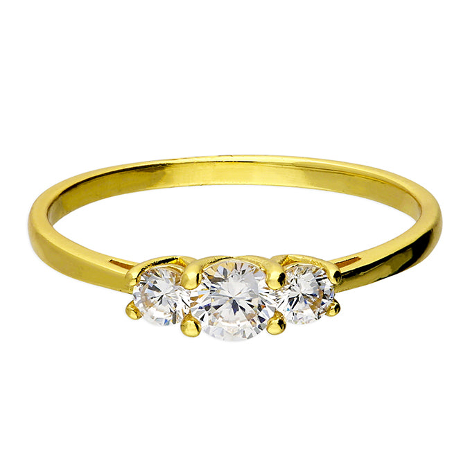 Sterling Silver 14ct Yellow gold plated cubic zirconia trio