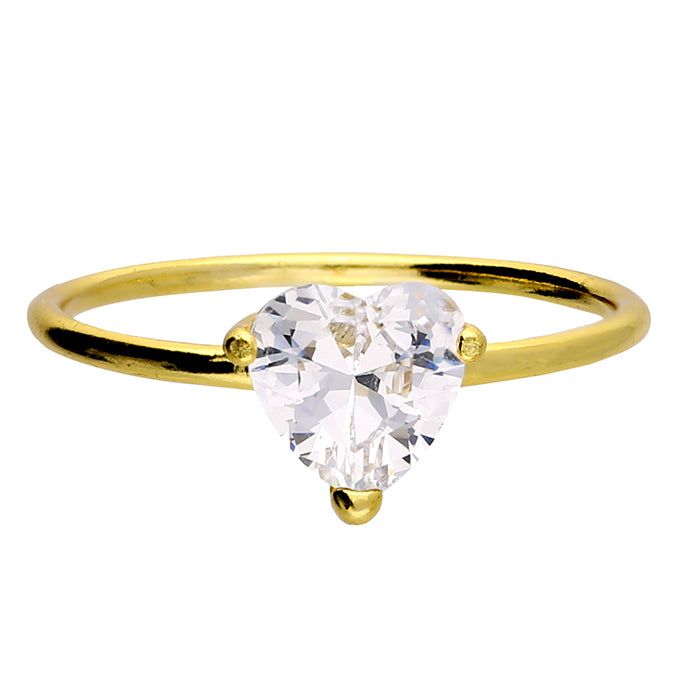 Sterling Silver 14ct Gold Plated CZ Heart Ring