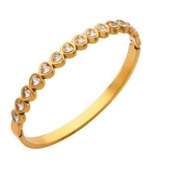 18k Gold Plated Heart Bangle